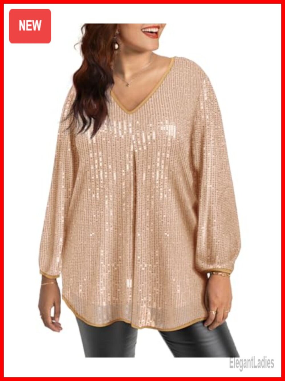 Plus Size Pleated Front V Neck Tunic Long Sleeve Casual Flowy Blouse